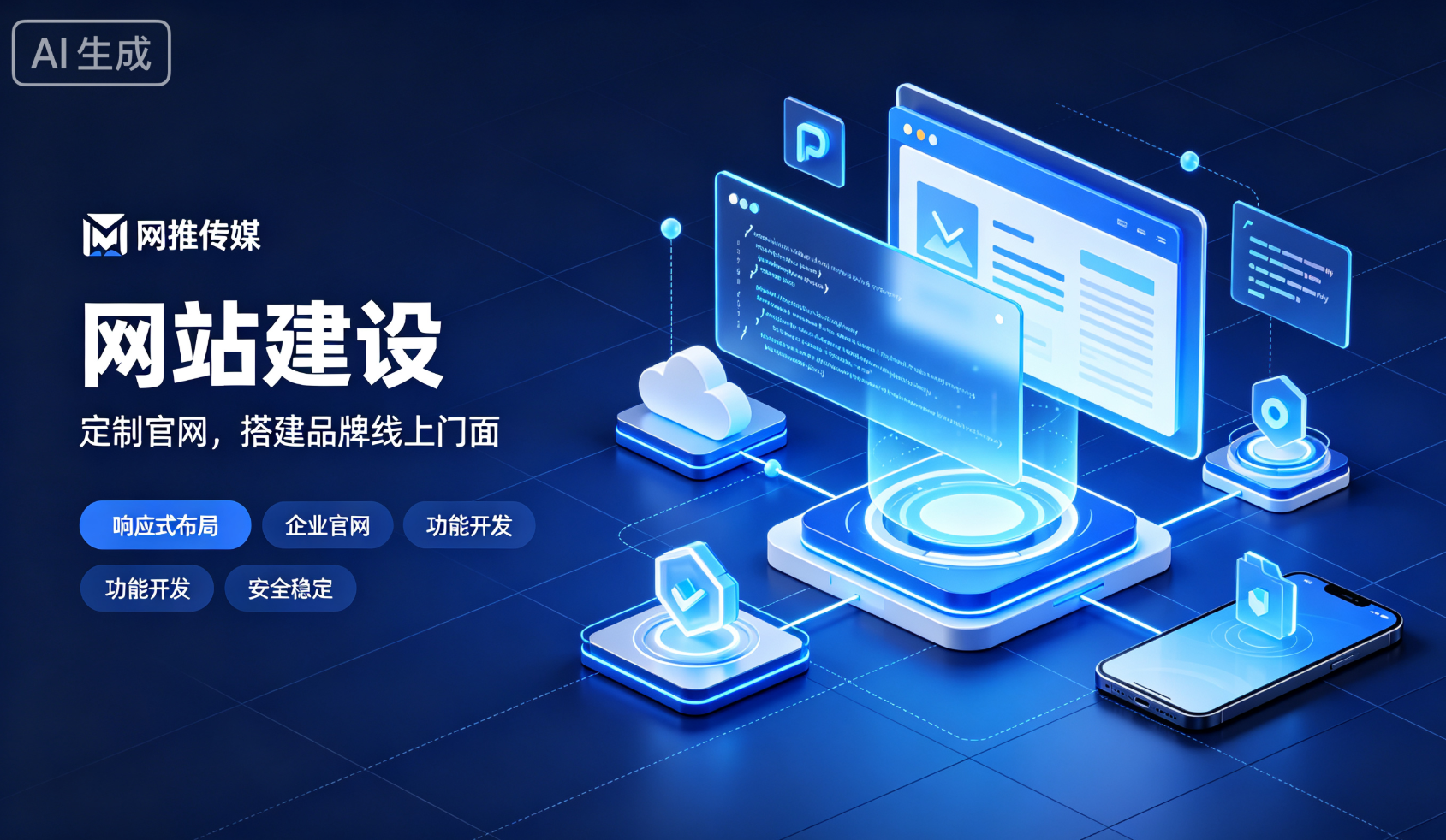 网站建设与数字化解决方案宣传图